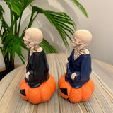 Maxbell Skeleton Figurine Halloween Decoration Desktop Ornament for Indoor Home Desk Dark Blue