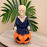 Maxbell Skeleton Figurine Halloween Decoration Desktop Ornament for Indoor Home Desk Dark Blue
