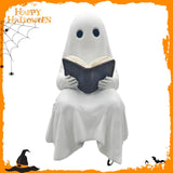 Maxbell Halloween Ghost Statue Reading Book Holiday Photo Prop Sitting Evil Figurine