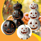 Maxbell Halloween Pumpkin Lantern Light Three Layered Stack for Bar Living Room Gift Black
