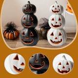 Maxbell Halloween Pumpkin Lantern Light Three Layered Stack for Bar Living Room Gift Black