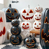 Maxbell Halloween Pumpkin Lantern Light Three Layered Stack for Bar Living Room Gift Black