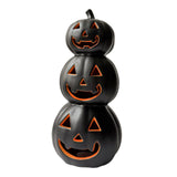 Maxbell Halloween Pumpkin Lantern Light Three Layered Stack for Bar Living Room Gift Black