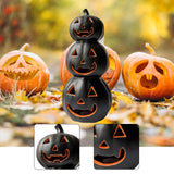 Maxbell Halloween Pumpkin Lantern Light Three Layered Stack for Bar Living Room Gift Black