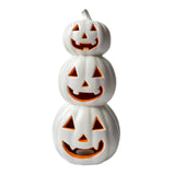 Maxbell Halloween Pumpkin Lantern Light Three Layered Stack for Bar Living Room Gift White