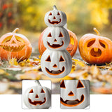 Maxbell Halloween Pumpkin Lantern Light Three Layered Stack for Bar Living Room Gift White