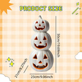 Maxbell Halloween Pumpkin Lantern Light Three Layered Stack for Bar Living Room Gift White