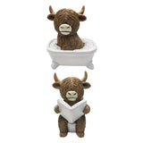 Maxbell Highland Cow Bathroom Figurine Desktop Ornament for Bedroom Living Room Desk Bathtub