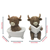 Maxbell Highland Cow Bathroom Figurine Desktop Ornament for Bedroom Living Room Desk Bathtub