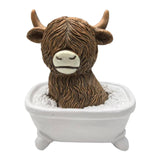 Maxbell Highland Cow Bathroom Figurine Desktop Ornament for Bedroom Living Room Desk Bathtub