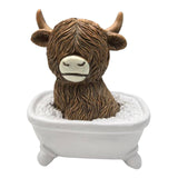 Maxbell Highland Cow Bathroom Figurine Desktop Ornament for Bedroom Living Room Desk Bathtub