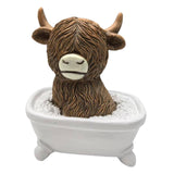 Maxbell Highland Cow Bathroom Figurine Desktop Ornament for Bedroom Living Room Desk Bathtub