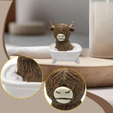 Maxbell Highland Cow Bathroom Figurine Desktop Ornament for Bedroom Living Room Desk Bathtub