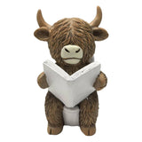 Maxbell Highland Cow Bathroom Figurine Desktop Ornament for Bedroom Living Room Desk Reading on Toilet