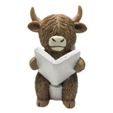 Maxbell Highland Cow Bathroom Figurine Desktop Ornament for Bedroom Living Room Desk Reading on Toilet