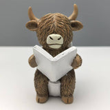 Maxbell Highland Cow Bathroom Figurine Desktop Ornament for Bedroom Living Room Desk Reading on Toilet