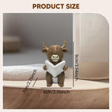 Maxbell Highland Cow Bathroom Figurine Desktop Ornament for Bedroom Living Room Desk Reading on Toilet