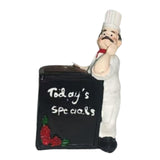 Maxbell Chef Figurine Resin Housewarming Gifts Accent Figure for Coffee Home Kitchen Blackboard Chef