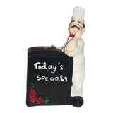 Maxbell Chef Figurine Resin Housewarming Gifts Accent Figure for Coffee Home Kitchen Blackboard Chef