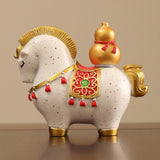 Maxbell Horse Figurine Creative Collectible Horse Statue for Bookshelf Desk Entrance gourd style