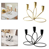 Maxbell 3 Arm Metal Candelabra Centerpiece for Home Decoration Sturdy 21x10.5x15.5cm Golden