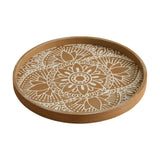 Maxbell Dining Table Bathroom Perfume Tray Counter Bar Circle Decorative Plate Decor Brown