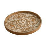 Maxbell Dining Table Bathroom Perfume Tray Counter Bar Circle Decorative Plate Decor Brown