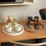 Maxbell Dining Table Bathroom Perfume Tray Counter Bar Circle Decorative Plate Decor Brown