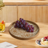 Maxbell Dining Table Bathroom Perfume Tray Counter Bar Circle Decorative Plate Decor Brown