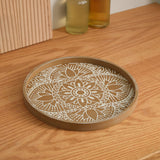 Maxbell Dining Table Bathroom Perfume Tray Counter Bar Circle Decorative Plate Decor Brown
