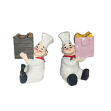 Maxbell Sitting Chef Figurine Handmade Decorative Ornament for Cafe Tabletop Cabinet Pink