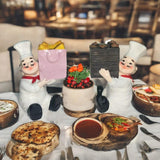 Maxbell Sitting Chef Figurine Handmade Decorative Ornament for Cafe Tabletop Cabinet Pink