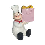 Maxbell Sitting Chef Figurine Handmade Decorative Ornament for Cafe Tabletop Cabinet Pink