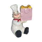 Maxbell Sitting Chef Figurine Handmade Decorative Ornament for Cafe Tabletop Cabinet Pink