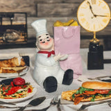 Maxbell Sitting Chef Figurine Handmade Decorative Ornament for Cafe Tabletop Cabinet Pink