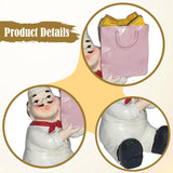 Maxbell Sitting Chef Figurine Handmade Decorative Ornament for Cafe Tabletop Cabinet Pink