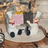 Maxbell Sitting Chef Figurine Handmade Decorative Ornament for Cafe Tabletop Cabinet brown