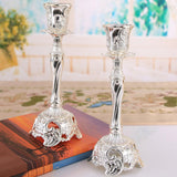 Maxbell Candle Holder Decorative Crafts Candlestick Holder for Tabletop Dinner Party Sliver