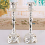 Maxbell Candle Holder Decorative Crafts Candlestick Holder for Tabletop Dinner Party Sliver