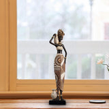 Maxbell African Women Statue Party Accent Hotel Farmhouse Home African Art Sculpture 7.5cmx4.5cmx32.5cm