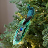 Maxbell Peacock Christmas Tree Ornament Party Gift Wedding Artificial Feathered Bird Green 27x8x5cm