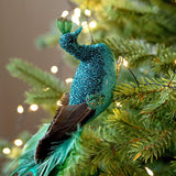 Maxbell Peacock Christmas Tree Ornament Party Gift Wedding Artificial Feathered Bird Green 27x8x5cm