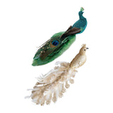 Maxbell Peacock Christmas Tree Ornament Party Gift Wedding Artificial Feathered Bird Green 27x8x5cm
