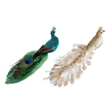 Maxbell Peacock Christmas Tree Ornament Party Gift Wedding Artificial Feathered Bird Green 27x8x5cm