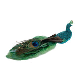 Maxbell Peacock Christmas Tree Ornament Party Gift Wedding Artificial Feathered Bird Green 27x8x5cm