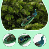 Maxbell Peacock Christmas Tree Ornament Party Gift Wedding Artificial Feathered Bird Green 27x8x5cm