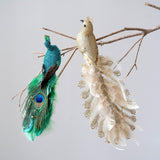 Maxbell Peacock Christmas Tree Ornament Party Gift Wedding Artificial Feathered Bird Green 27x8x5cm