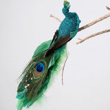 Maxbell Peacock Christmas Tree Ornament Party Gift Wedding Artificial Feathered Bird Green 27x8x5cm