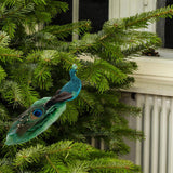 Maxbell Peacock Christmas Tree Ornament Party Gift Wedding Artificial Feathered Bird Green 27x8x5cm