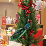Maxbell Peacock Christmas Tree Ornament Party Gift Wedding Artificial Feathered Bird Green 27x8x5cm